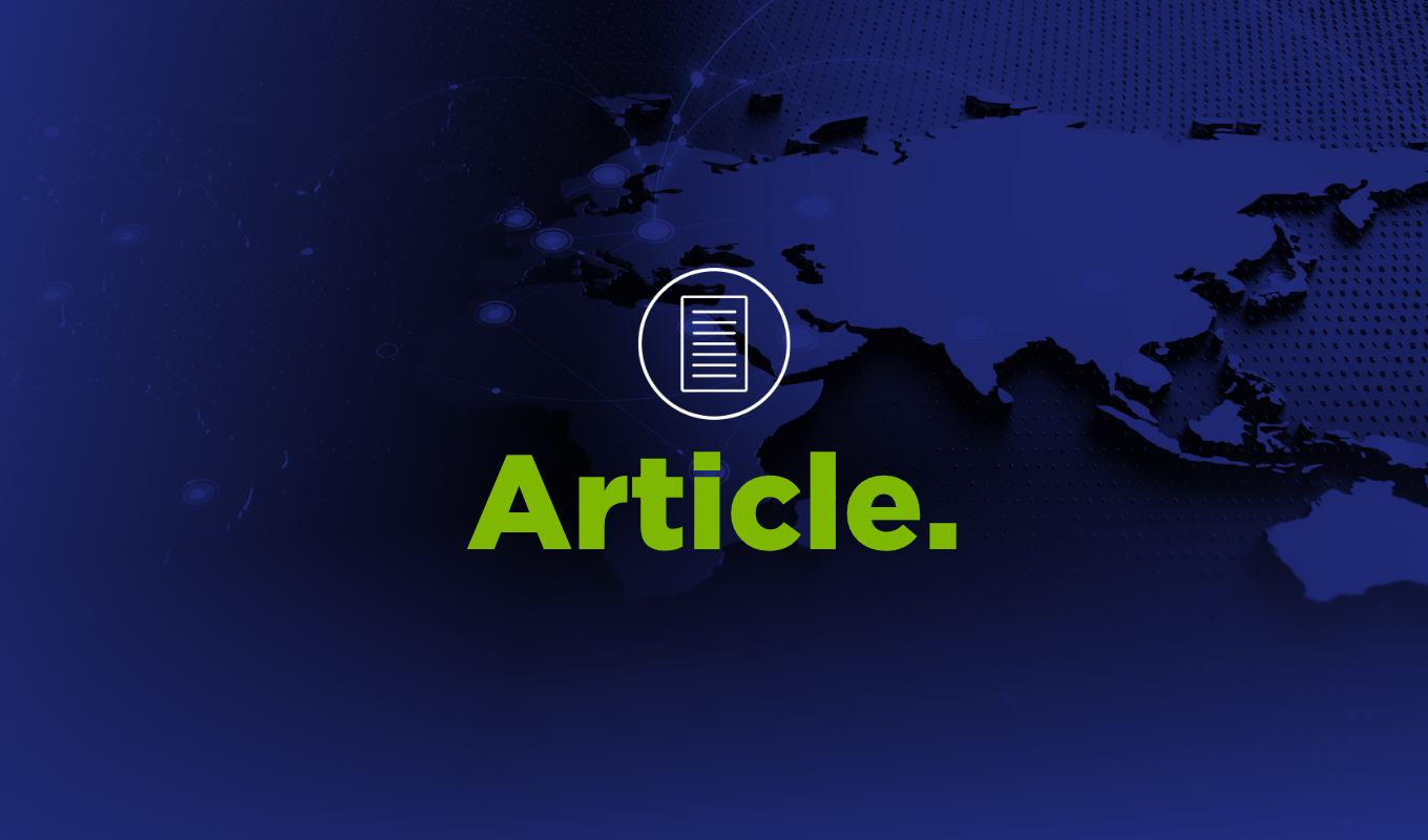 Global cybersecurity article thumbnail featuring a connected world map, document icon, and bold “Article.” text.