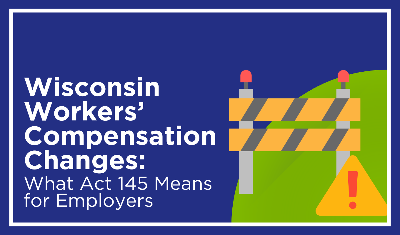 Thumbnail for Wisconsin workers’ compensation changes with construction barriers and warning symbol, representing regulatory updates under Act 145.