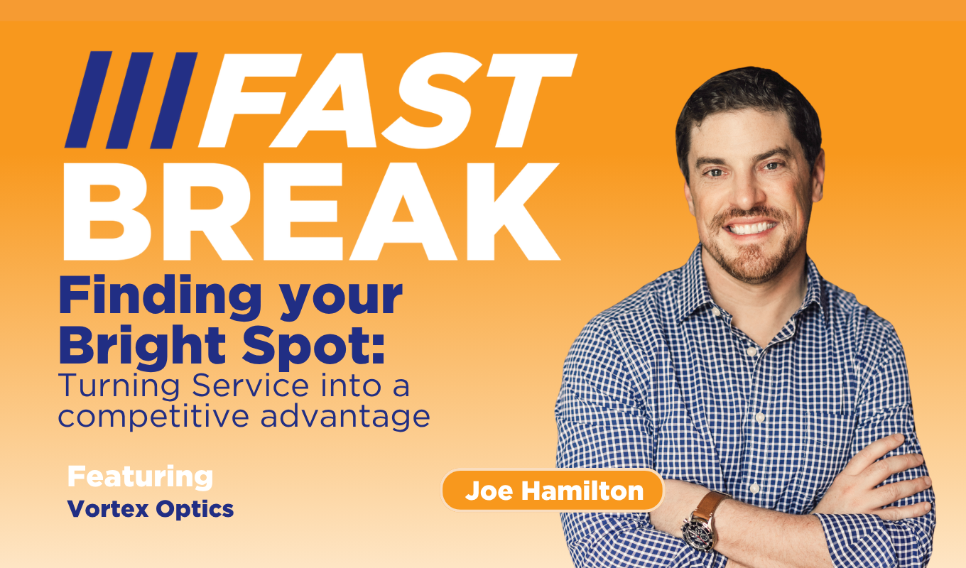 Promotional graphic reading “Fast Break: Finding your Bright Spot” with a speaker portrait and webinar details.